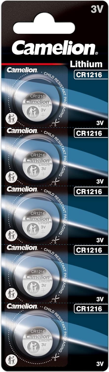 Camelion CR1216 3 V Lithium-Ion Button Cell Battery (Pack of 5)