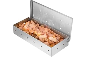 MFXMF Grill Smoker Boxes,Smoke Boxes for Gas and Charcoal Grills,Charcoal Grill Accessory to Enhance Your Grilling,Stainless Steel Smoker Box.Replacement for Smoke Tube for Pellet Smoker,8.7 in X 1.7 in