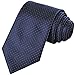 Coxeer Microfiber Men's Ties Necktie Classic Dot Tie for Wedding Formal Wear Business Dress (Check Navy Dark Blue)