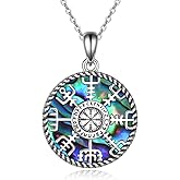 CUPENDA Viking Compass Necklace Sterling Silver Runes Vegvisir Pendant Necklace Mothers Day Jewelry Gift for Women Mom