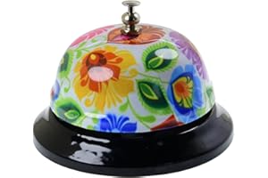 WEKOIL Call Bell Desk Service Bell Ding Bell for Restaurant Hotel Room Kitchen Party Office Elderly Large White Pattern Bell,3.3 inch