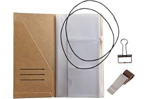 NEWESTOR Travelers Notebook Accessories Kit - Kraft File Folder, Zipper Case, Pen Holder, Binder Clip and 2 Elastic Bands
