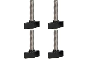 Yeebyee 5/16"-18 x 1-1/4" Threaded Thumb Screw Stainless Steel Standard/Coarse Thread Black Aluminum Knob, 4pcs/Pack