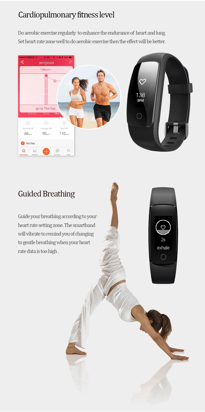 KEDA Fitness Tracker: Heart Rate Monitor Wireless Bluetooth Smart Wristband Bracelet with IP67 Waterproof Fitness Watch for Android & IOS (BLACK) ¡­