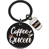 UIWIHHP Coffee Gifts for Women Cool Coffees Queen Keychain Gifts for Coffee Lovers Women Friend Coworker Coffees Stuff Accessories Christmas Stocking Stuffers for Woman Teen Girls