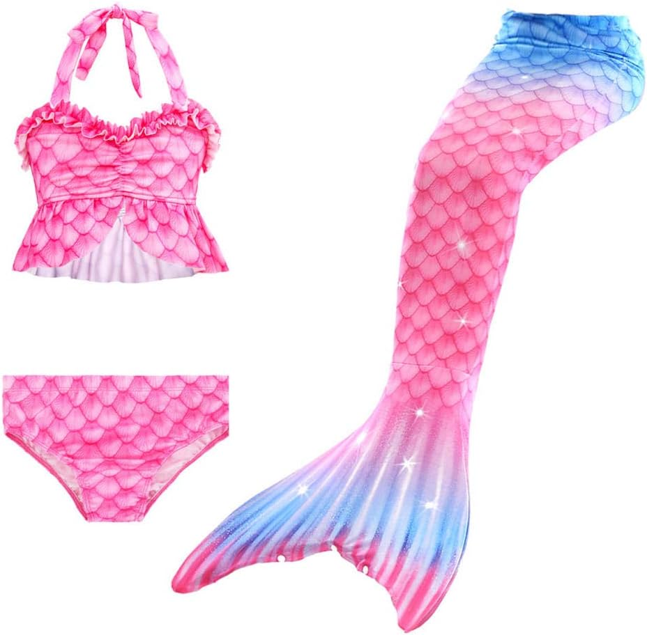 UUAPEERJ 3 Piezas Conjuntos niños Colas de Sirena para Nadar niñas Fiesta Cosplay Disfraz Sirena UUAPEERJ 3 Piezas Conjuntos niños Colas de Sirena para Nadar niñas Fiesta Cosplay Disfraz Sirena