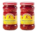 Tutto Calabria Hot Chili Peppers Crushed. In Glass 2 Pack. Imported Calabria Italy.