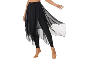 XUNZOO Skirted Leggings for Women Flowy Asymmetric Sheer Chiffon Skirts Ballet Yoga Latin Dance Pantskirt