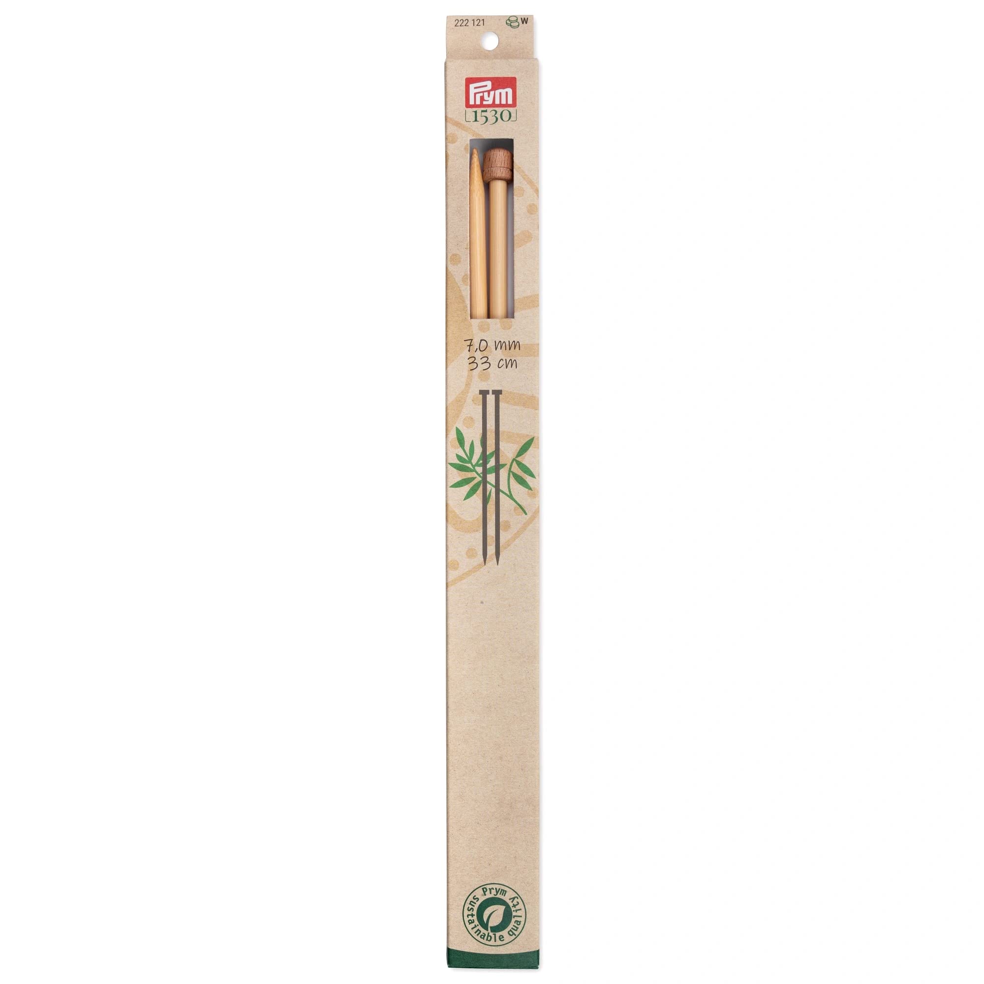 Prym Single-Pointed Knitting Pins Bamboo 33 cm 7.00 mm, Natural, One Size