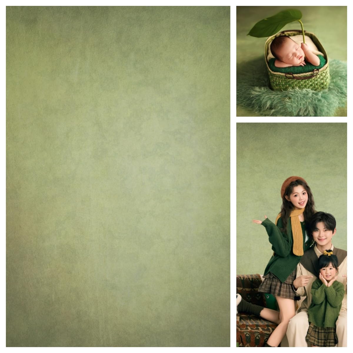 WaW 1.5 x 2.2m Photography Backdrop Light Green Vintage Photo Background Fabric Baby, Newborn, Children, Portrait Shooting
