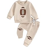 Comulish Toddler Baby Boy Football Outfits Rugby Sweatshirt Jogger Pants Set Infant Fall Winter Game Day Clothes