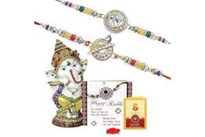 TIED RIBBONS Rakhi for Brother with Gift Set | Bhai Rakhi Set for Brother | Idol Figurine | Greeting Card | Roli Tikka - Raksha bandhan Bracelet Rakhi Set of 2