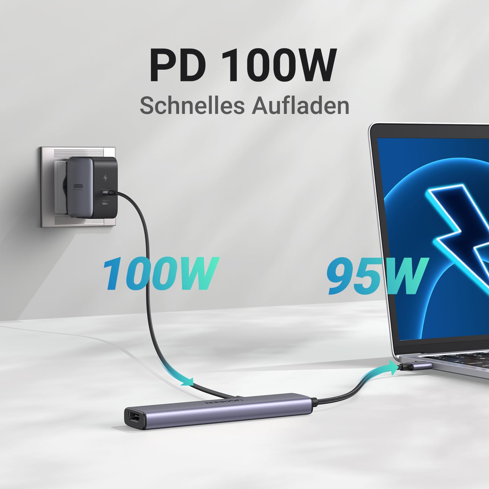 UGREEN Revodok 105 USB C Hub PD100W, 4K HDMI, 3 x USB A Data Ports USB C Adapter Multiport Adapter Compatible with iPhone 17/16, Galaxy S24, Surface, MacBook Pro/Air, iPad Pro/Air, Steam Deck etc.