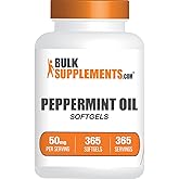 BulkSupplements.com Peppermint Oil Softgels - Peppermint Supplement, Peppermint Oil Pills, Peppermint Oil Capsules 50mg - Gluten Free, 1 Softgel per Serving, 365 Count (Pack of 1)