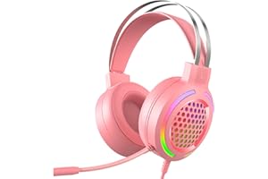 Gaming Headset with 7.1 Surround Sound,PC Lightweight Headset with Noise Canceling Mic,Bass Surround,Soft Memory Earmuffs,Rai