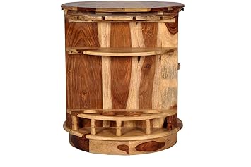 Desi Meubles Sheesham Wood Round Bar Cabinet