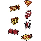Iron-On Embroidered Patch Set (7 pcs) &ndash; Rock Band, Superhero &amp; Comic Style Applique Badges &ndash; DIY Patches for Jackets, Backpacks &amp; Clothes &ndash; Iron On &amp; Sew On