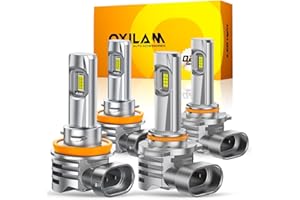 OXILAM H11/H9/H8 and 9005/HB3 Light Bulbs Combo, 58,000LM Wider Driving Vision, 1:1 Design 9005 H11 LED lights, True Plug & Play, Pack of 4