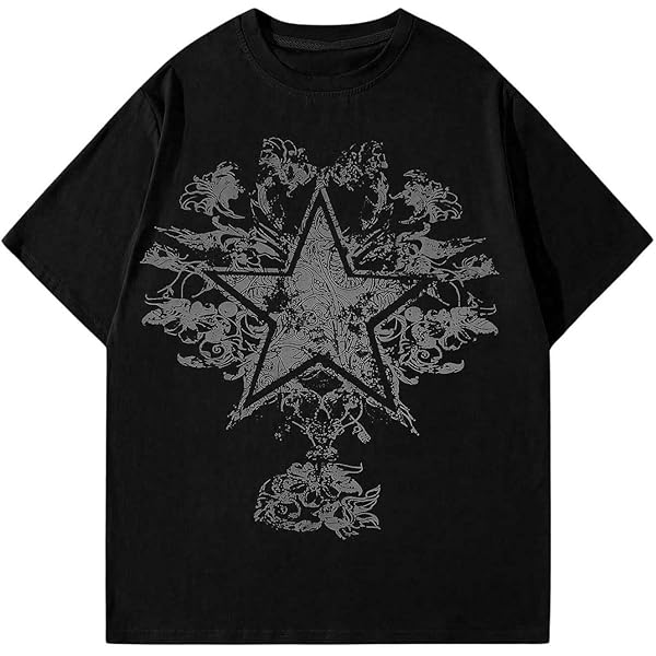 SOLY HUX Men's Y2k Graphic Tees Star Floral Print Short Sleeve