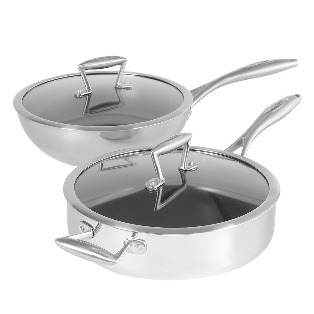 ProCook Elite TriPly NonStick Induction Wok & Lid Set with Saute Pan
