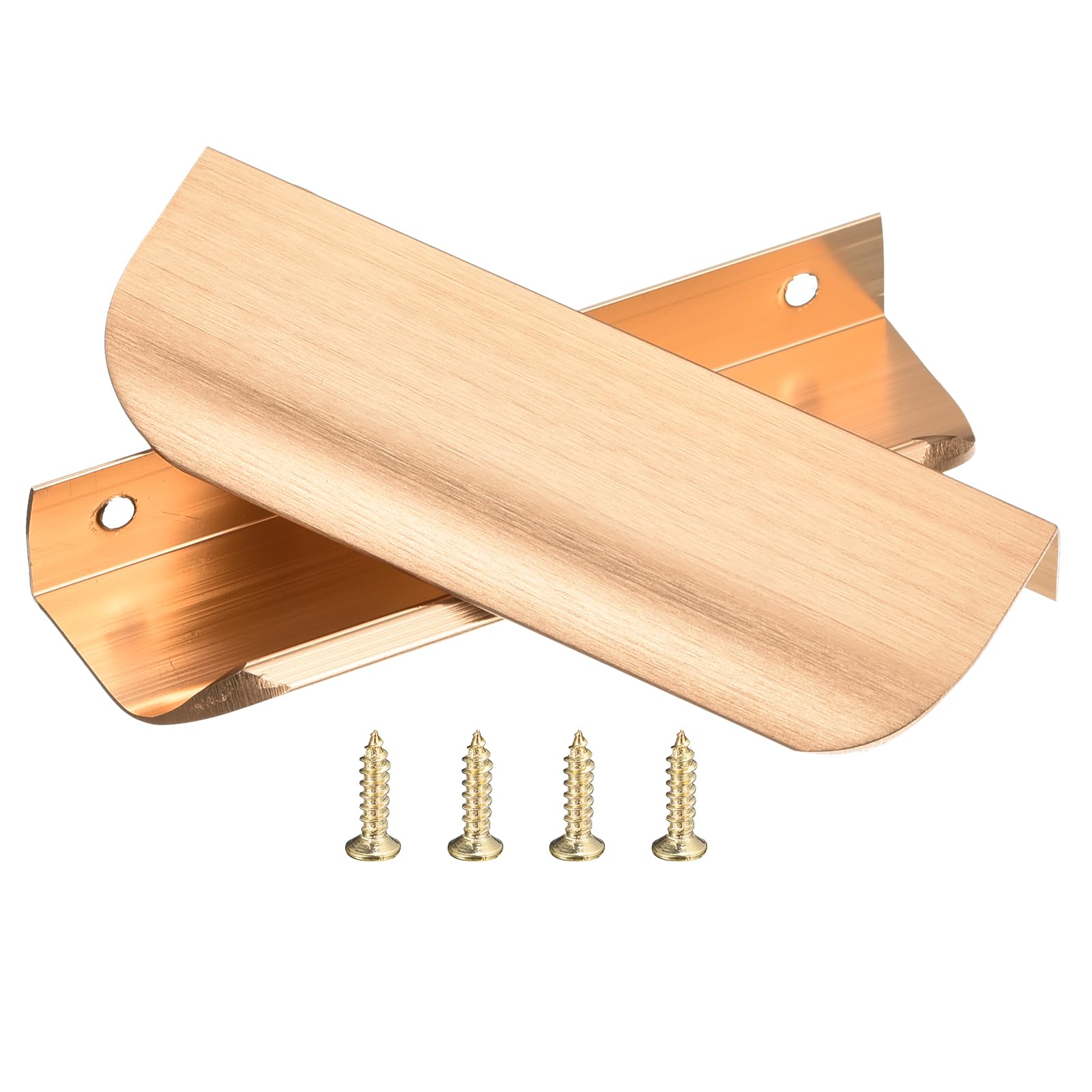 Uxcell 10pcs Finger Pulls for Cabinets, Gold Edge Drawer Pulls Cabinet Finger Pull 96mm/3.7in Hole Center,Furniture Drawer Handles Hidden Cabinet Handle