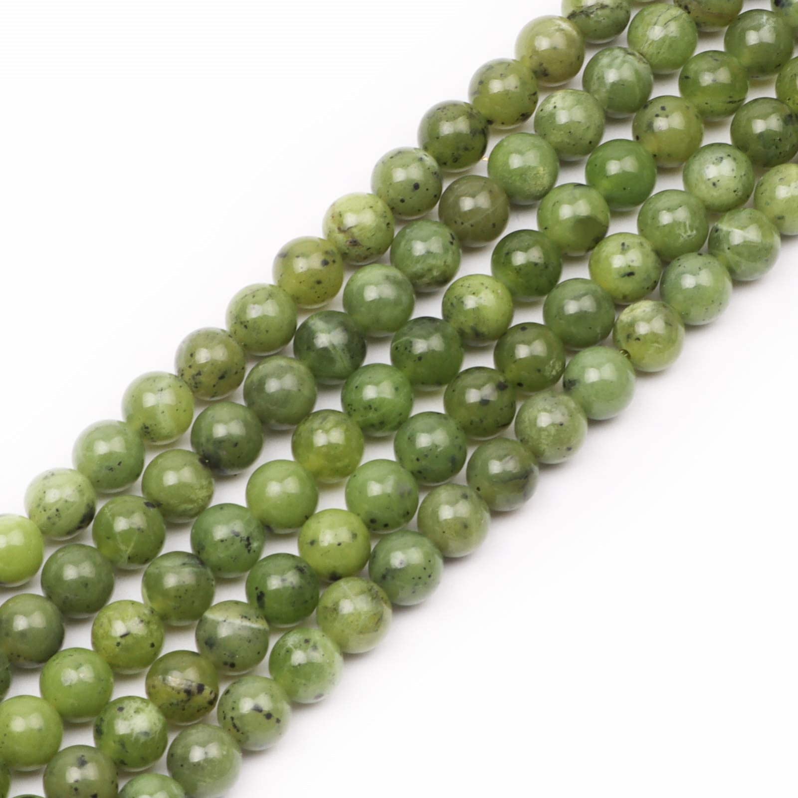 8mm Round Jade Green Gemstone Beads, 47-50pcs Loose Smooth Healing Power Stone Beads for Bracelet Necklace Jewellery Making and DIY Crafts, 1 Strand 15.5" — image 1