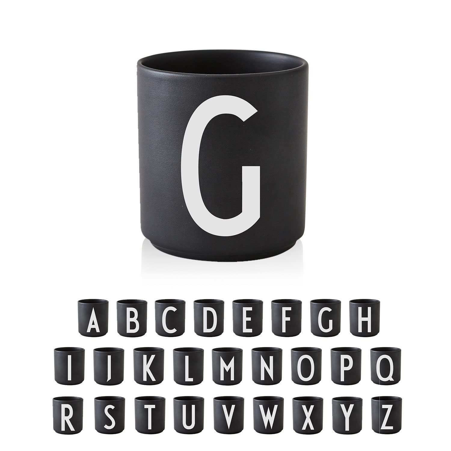 Design Letters Personal Porcelain Cups A-Z (Black) - G, 10204000
