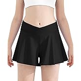 QooNoo Girls Athletic Shorts Flowy Running Shorts with Pockets V Crossover 2 in 1 Girls Tennis Shorts Butterfly Skorts
