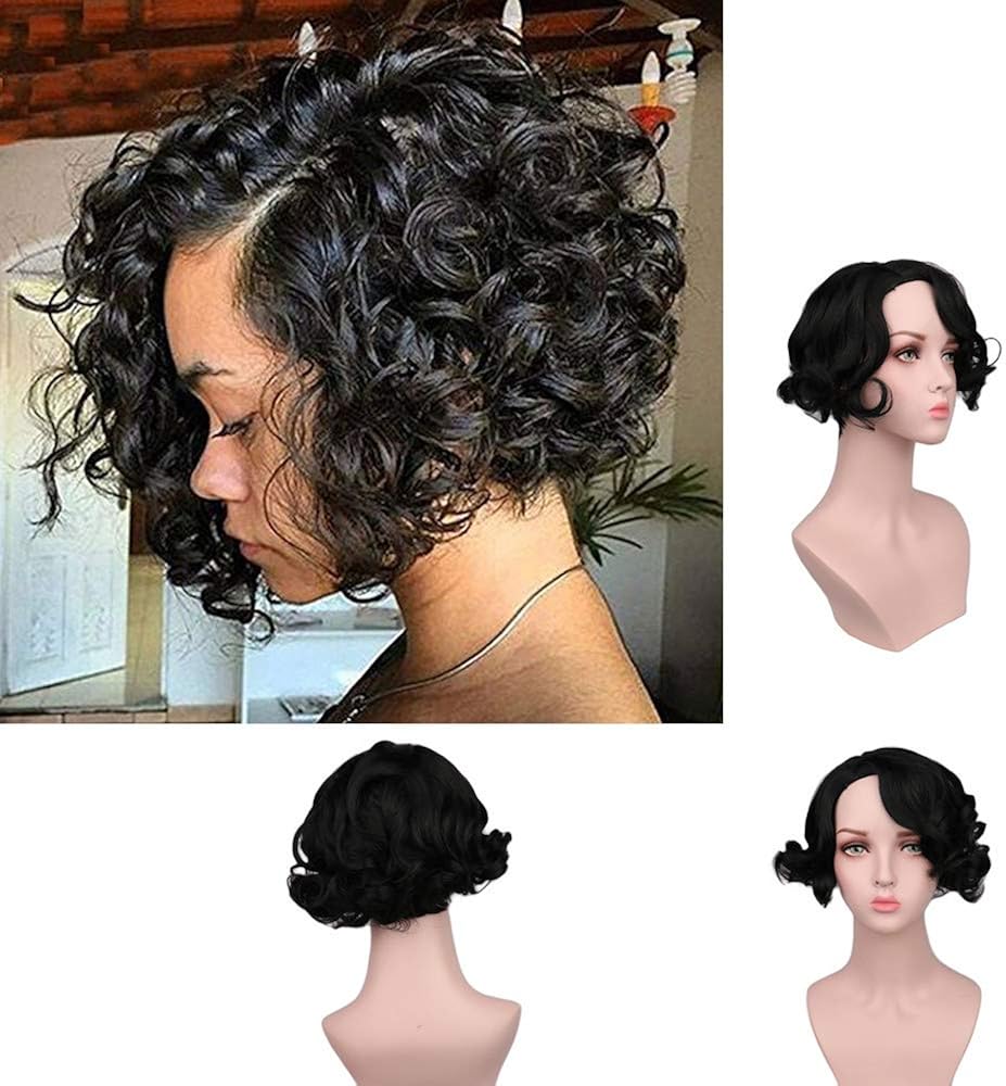Amazon Com Creazy Short Curly Wave Synthetic Hair Anime Deep Wave