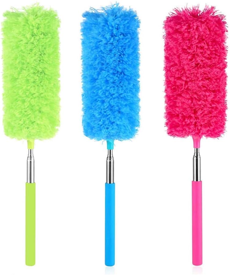 Dusenly 3pcs Extendable Feather Duster with Telescoping Pole Wahsable