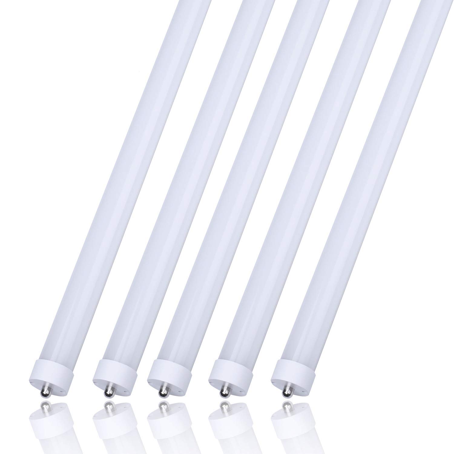8ft Led Light Bulbs 45W, Replacement 100W Fluorescent Lamp Shop Lights, 8FT Single Pin FA8 Base Dual-Ended Power Cold White 6000K 4500LM, Frosted Cover, AC 85-265V 4 Pack