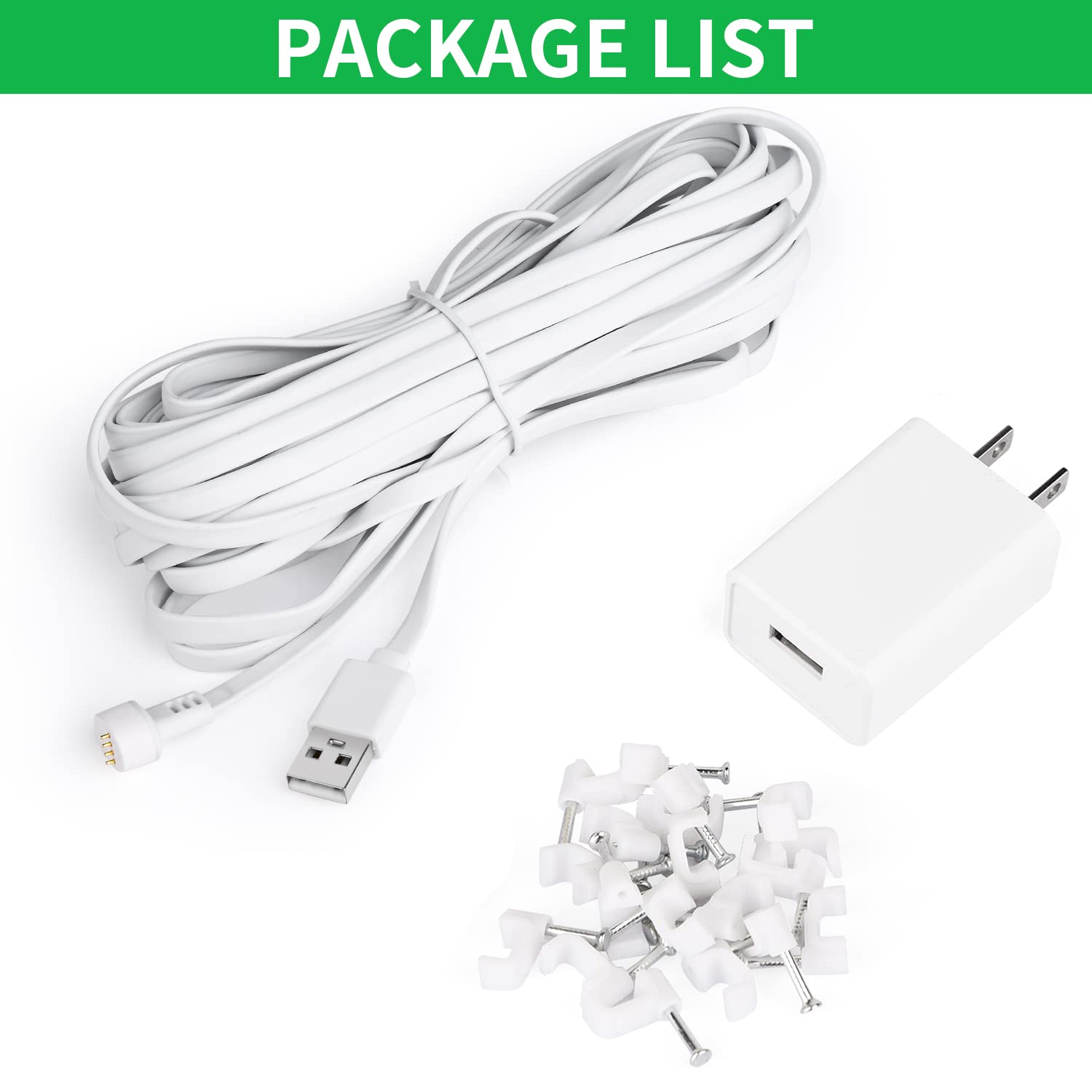 Google Nest Cam (Battery) Power Cable 30ft/9.1m Waterproof Outdoor Cable for Continuous Charging Nest Camera (White)