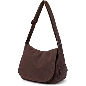 Aulenge Canvas Crescent Bag,Large Hobo Crossbody Messenger Tote Bag | Multi-pocket Zipper Travel Work