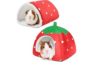 TiereCare Guinea Pig Hideout with Tunnel, Washable Chinchilla House Bed, Fleece Hideaway, Enrichment Toys, and Cage Accessories for Ferret Hedgehog Small Animal