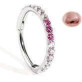 BodyBonita 20G Gradient CZ Nose Rings Hoops for Women - 316L Surgical Steel Nose Piercings Clicker Septum Rings Nostril Jewelry Cartilage Helix Rook Tragus Daith Earrings 6 7 8mm