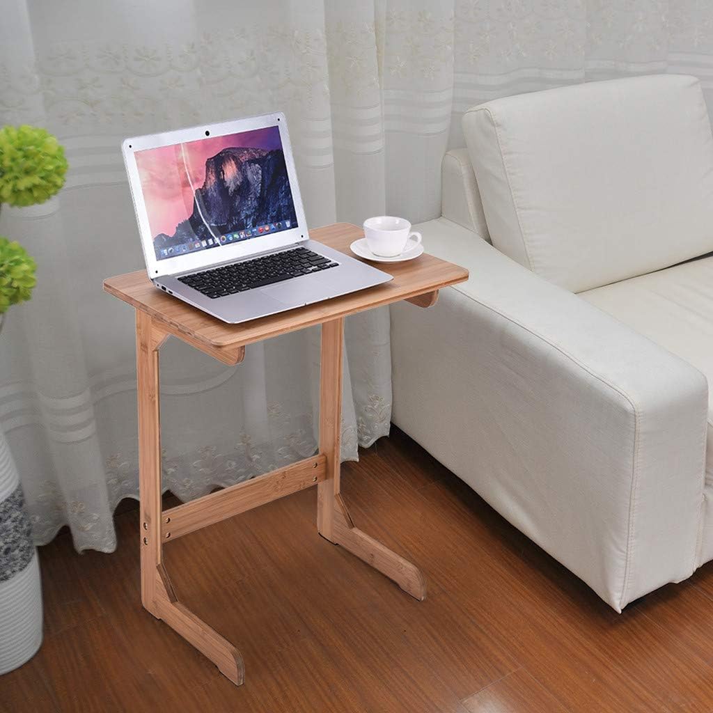 Moveable Bed and Sofa Laptop Desk, Home Living Room Portable Bamboo Snack Table Sofa Couch Coffee End Table, Bedroom Working Bed Side Table Laptop Desk (21.6×13.8inch, Yellow)