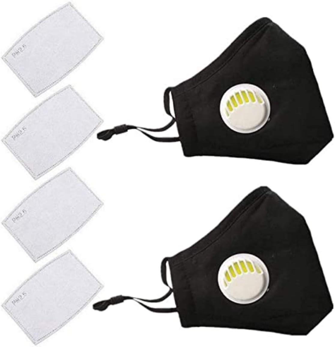 2Pack Cotton Dust Proof Face Cover with 4 Air Filters Cotton Sheet Washable Reusable Anti Dust Smoke Face Cover with Adjustable Straps