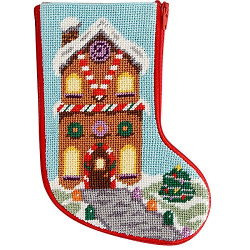 Stitch & Zip Gingerbread House Mini Stocking Needlepoint Kit