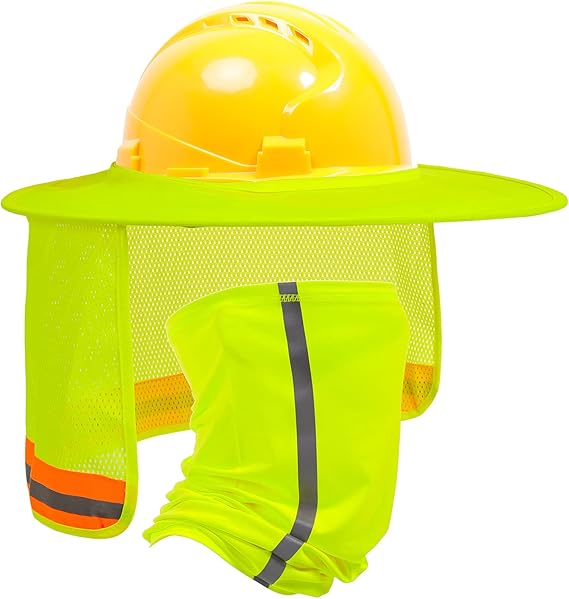 TCCFCCT Hard Hat Sun Shade, Full Brim Mesh Neck Sun Shield, High