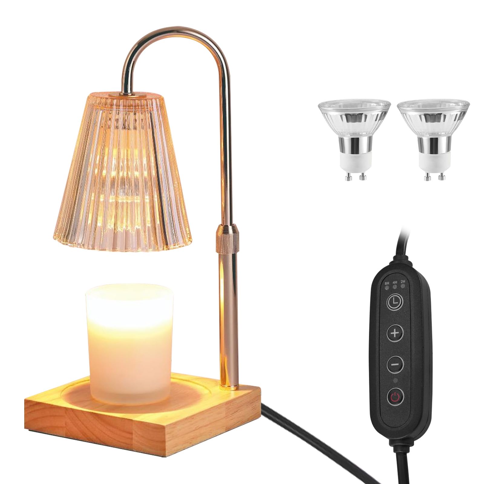Woeau Candle Warmer Lamp with Dimmer - Electric Candle Lamp with Timer for Jar Candles Scented Candles, Plug-in Wax Warmer Lamp for Home & Office with 2 Bulb (Champagne)