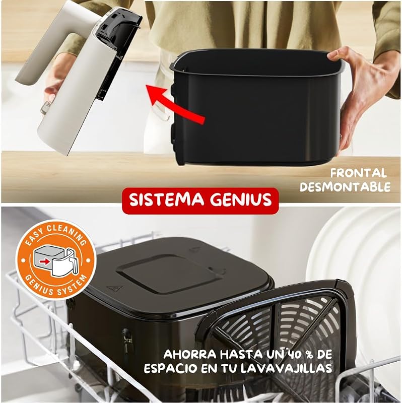 Easy Fry Compact, Freidora de aire, Capacidad de 7,5L, 8 Raciones