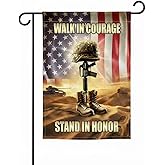 FLAGMEUP8386 Army Veteran Garden Flag 12x18 In Double-Sided Military Tribute Banner with Fallen Soldier Cross, Durable All-Weather Outdoor Decor for Veterans Day, Patriot Day and Christmas Day