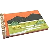 Elephant Dung Photo Album | Orange | 10 Pages to fit 20 6x4 or 20 7x5 Inch Photos | Recycled Paper and Genuine Elephant Poo | Fair Trade and Handmade | Scrapbooking and Crafting Picture Album | 23cm x 15cm