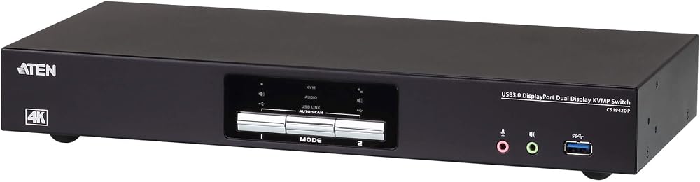 ATEN CS1942DP 2-Port USB 3.0 4K DisplayPort KVMP Switch 60Hz Dual Display