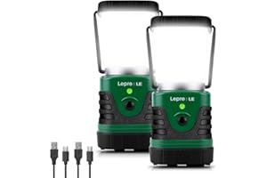 Lepro LED Camping Lantern Rechargeable, 1000LM, 4 Light Modes, 2 Pack, 4400mAh Power Bank, IP44 Waterproof, Lantern Flashligh