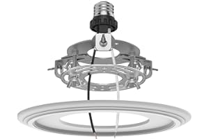 YIIZON 5 and 6 inch Recessed Can Light Conversion Kit, for Ceiling Light Fixture, Pendant Light, Hanging Light, Ceiling Fan, with 7’¾ Beveled & Flat, Steel, Medallion, White Finish