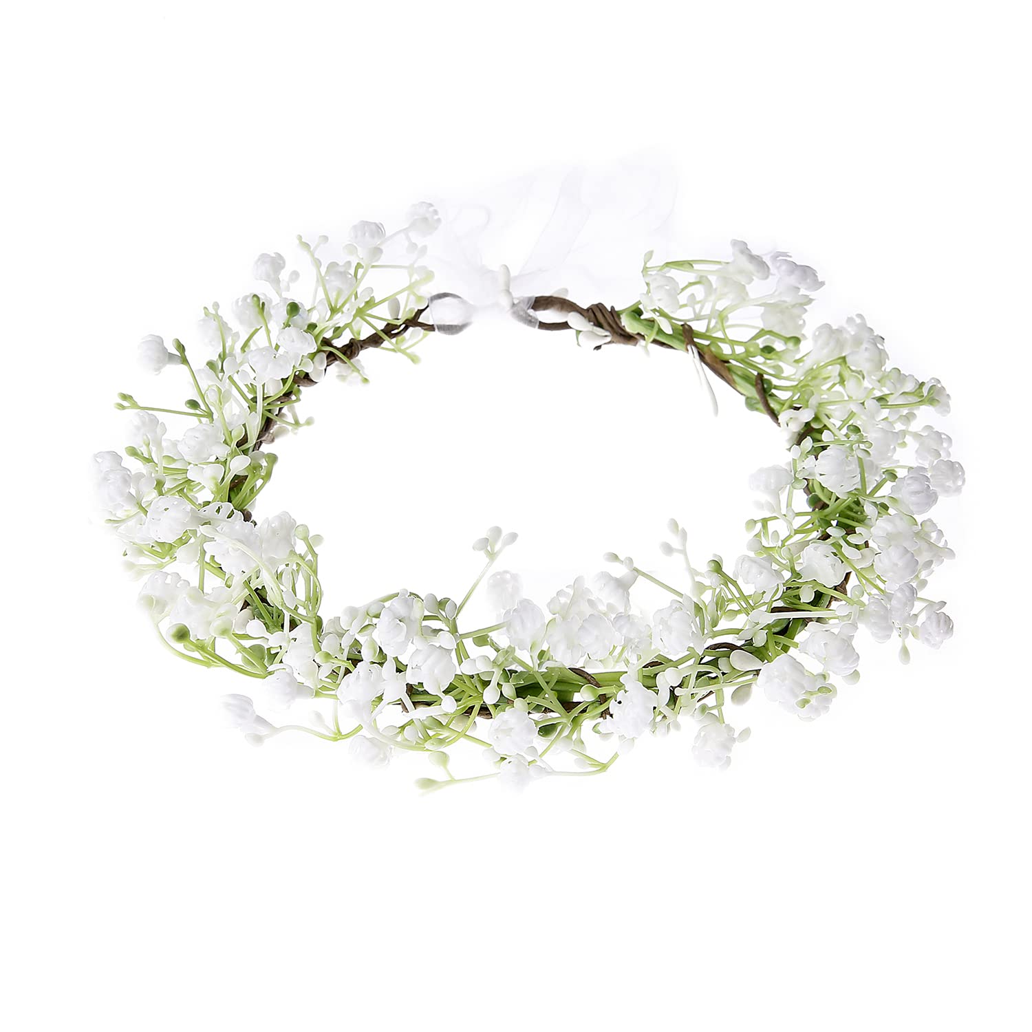 Artificial Baby Breath Flower Halo Wedding Crown White Flower Bridal Headpiece Greenery Crown