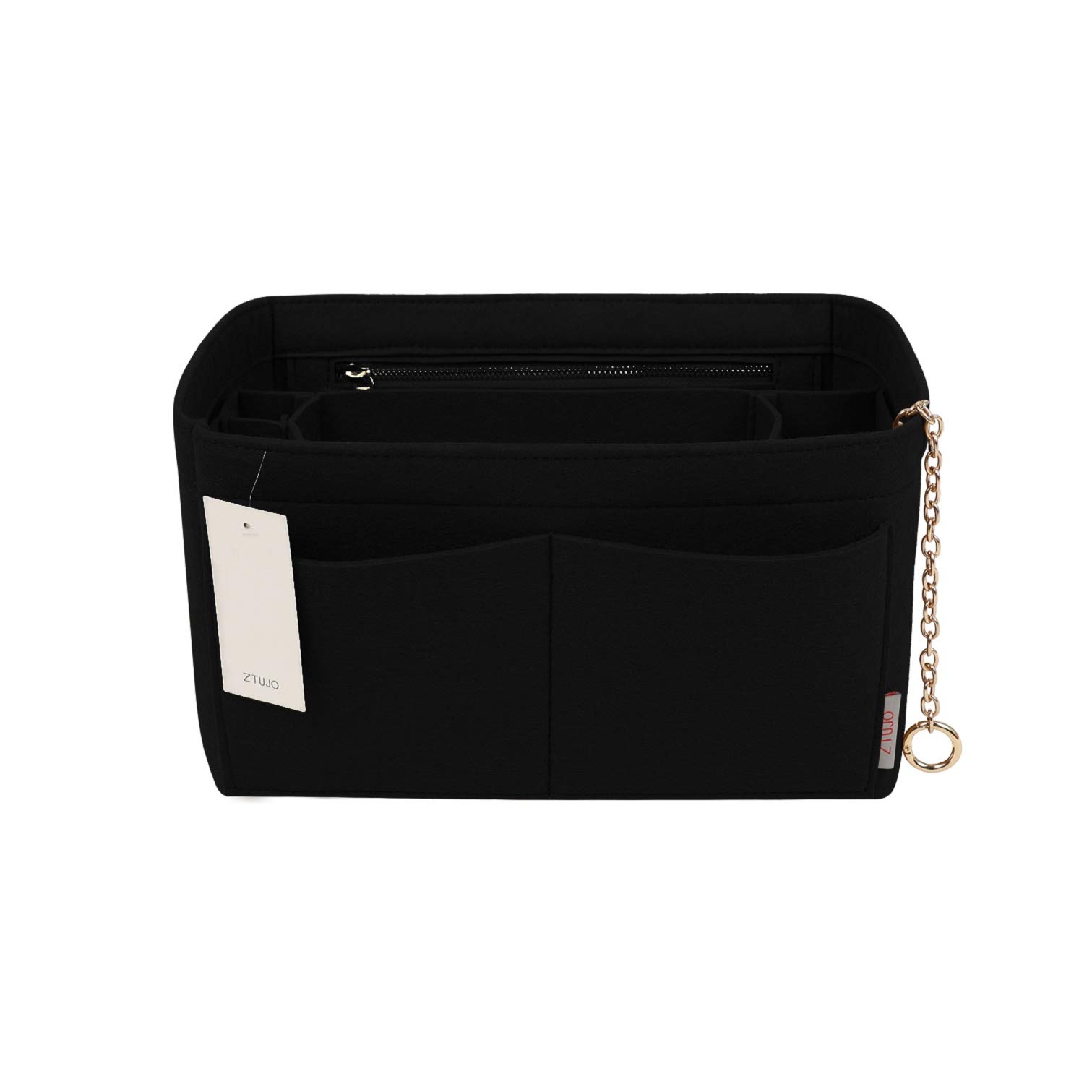 Photo 1 of Purse Organizer Insert, Felt Purse Organizer with Zipper and Sewn Bottom Insert, Fit Speedy Neverfull Graceful,6 Sizes (Large, Black)