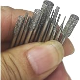 Luo ke 13 Pcs 3/32'' Shank Cylinder Shape Diamond Burr (0.5mm - 6mm) | Cylindrical Diamond Burs Stone Carving Sets for Agate, Glass, Gemstone, Rock, Tile, Marble, Ceramics, for Rotary Tools