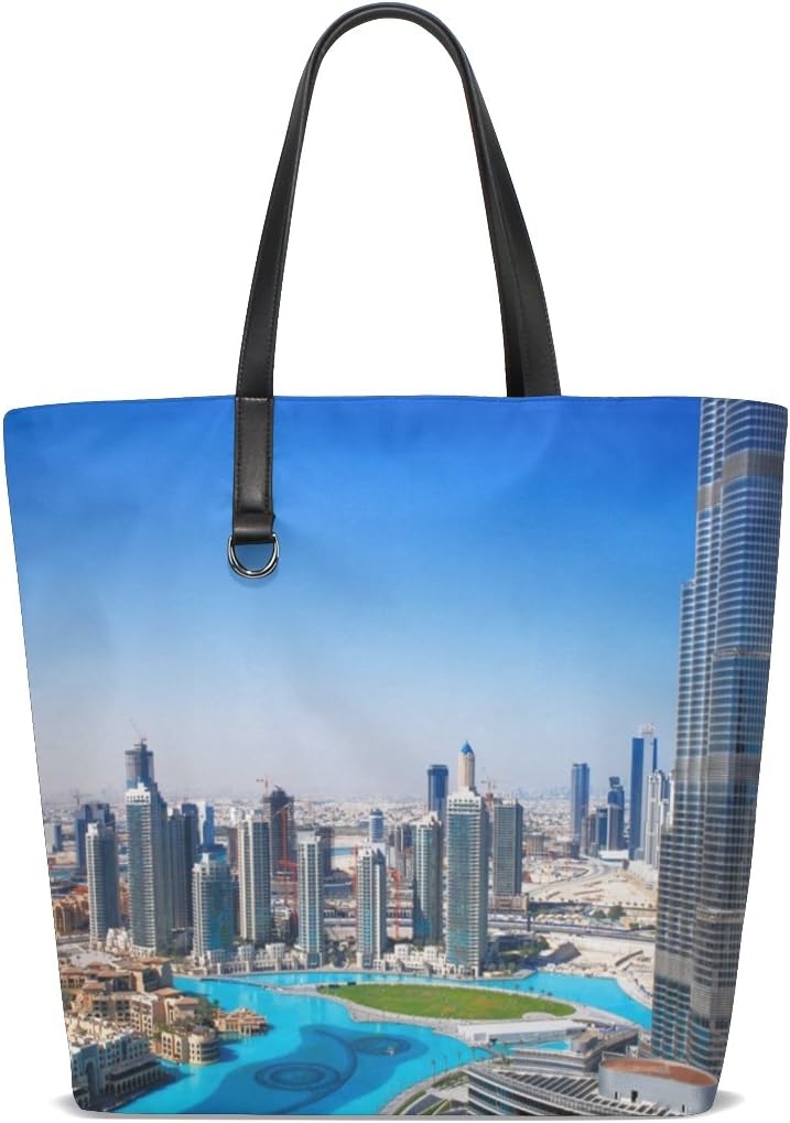 Burj Khalifa Dubai Double Sides Printing Daily Tote Bag Shopping Handle Bags for Women Girls